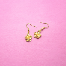 Load image into Gallery viewer, 🌸 Gold Rose Dangle Earrings – Handmade ✨