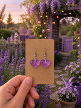 Load image into Gallery viewer, Purple Heart Earrings
