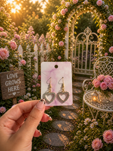 Load image into Gallery viewer, 💎 Rhinestone Heart Dangle Earrings (Handmade)