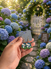 Load image into Gallery viewer, Hydrangea Zodiac Earrings – Libra Inspired Floral Dangles ✨