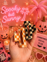 Load image into Gallery viewer, Checkered Hair Claw Clip Set 🧡🖤