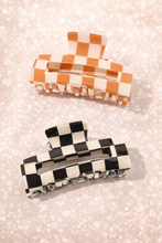 Load image into Gallery viewer, Checkered Hair Claw Clip Set 🧡🖤