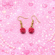 Load image into Gallery viewer, 🌹 Mini Rose Dangle Earrings (Handmade)