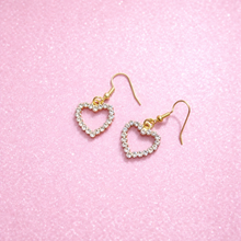 Load image into Gallery viewer, 💎 Rhinestone Heart Dangle Earrings (Handmade)