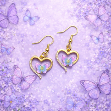 Load image into Gallery viewer, Butterfly Heart Dangle Earrings ๐ฆ๐