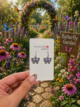 Load image into Gallery viewer, Purple Butterfly Dangle Earrings 🦋✨

