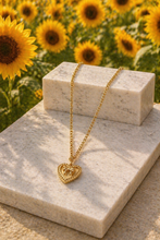 Load image into Gallery viewer, Gold Bow Heart Necklace – Dainty Vintage Style Pendant ✨
