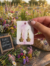 Load image into Gallery viewer, 🌸 Gold Rose Dangle Earrings – Handmade ✨
