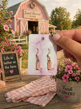 Load image into Gallery viewer, 🤠 Pink Cowboy Boot Dangle Earrings (Handmade)

