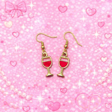Load image into Gallery viewer, 🍷 Mini Wine Glass Dangle Earrings (Handmade)
