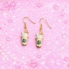 Load image into Gallery viewer, ☕ Pink Iced Coffee Dangle Earrings (Handmade)
