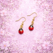 Load image into Gallery viewer, 🐞 Ladybug Dangle Earrings (Handmade)
