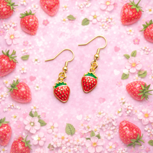Load image into Gallery viewer, Strawberry Dangle Earrings 🍓✨ (Handmade)
